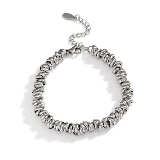 Silver bracelet on a white background