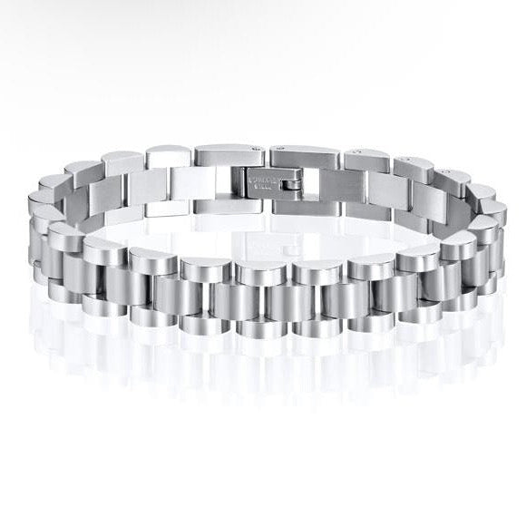 Silver bracelet on a white background
