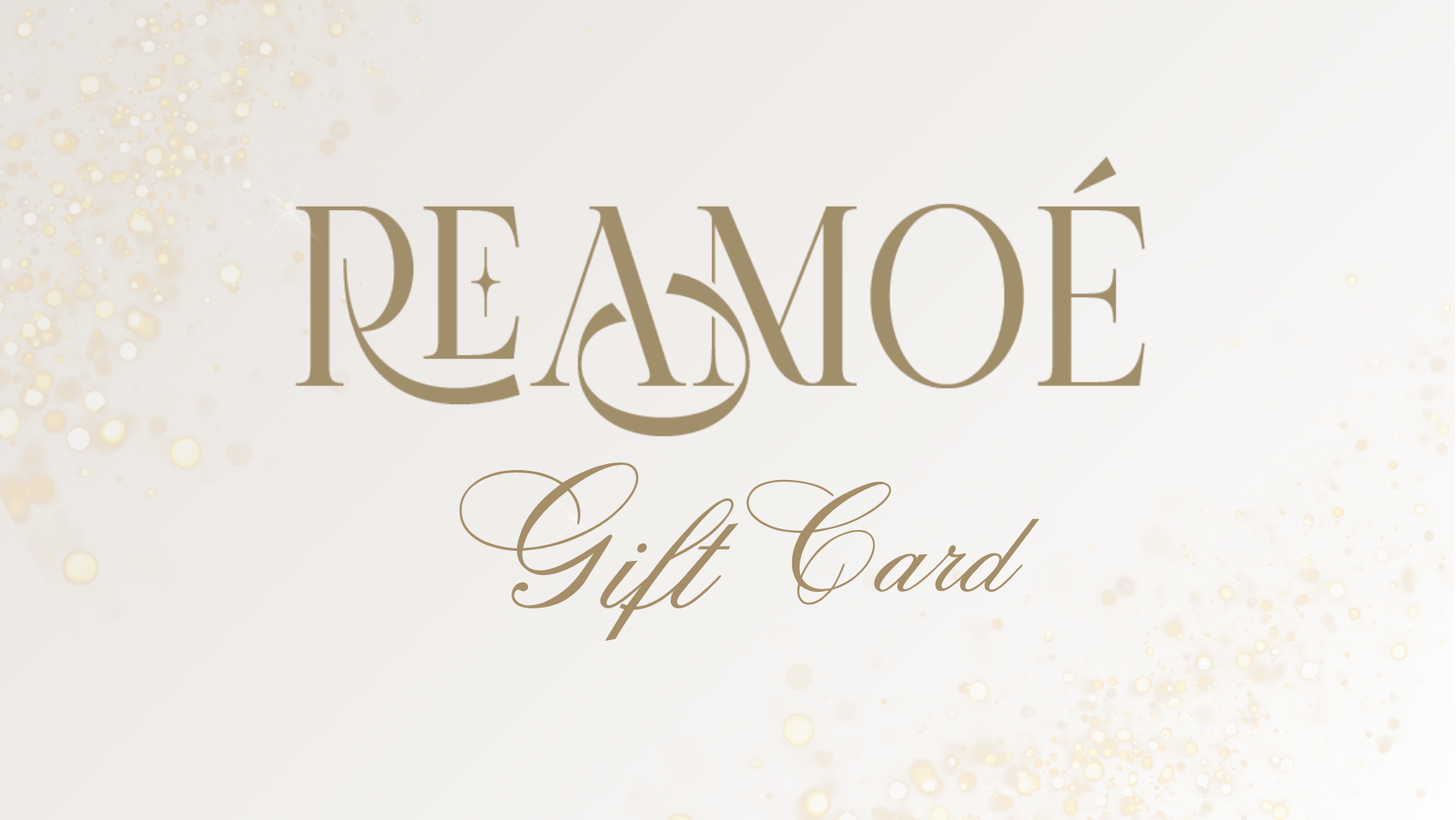 Gift card with 'REAMO®' branding on a light background