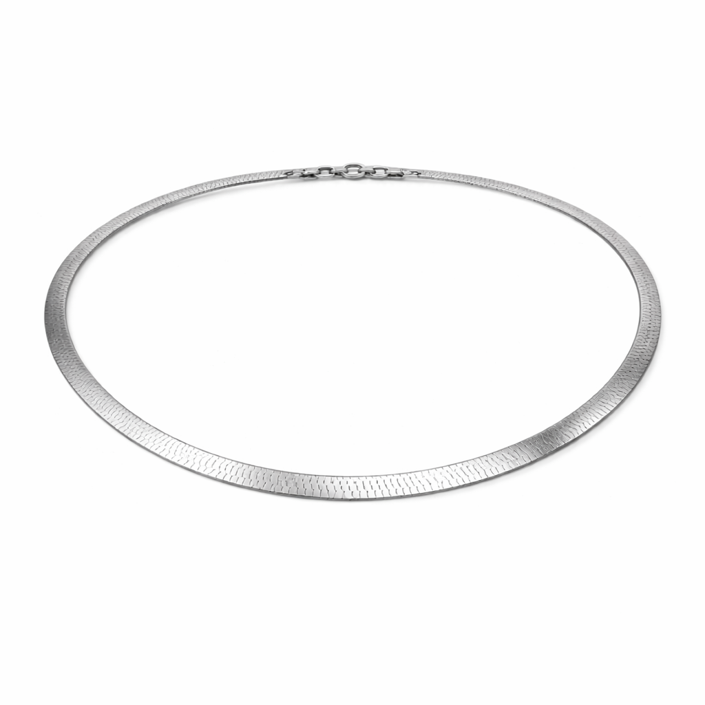 Silver necklace on a white background