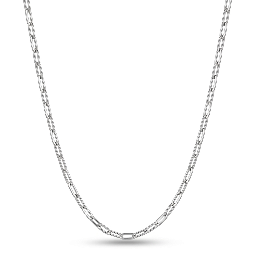 Silver chain necklace on a white background